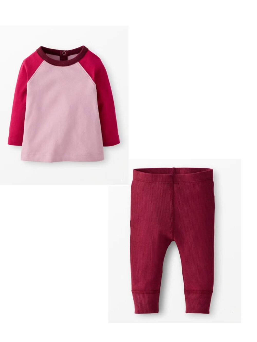 Hanna Andersson Pink Cherry Lacquer Baseball T-Shirt & Leggings Outfit Set 6-12M